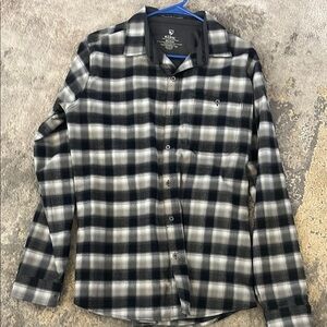 Men's Black and White Plaid Shirt